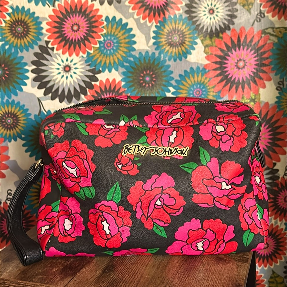 This is a Betsey Johnson Double Zip Cosmetic Bag